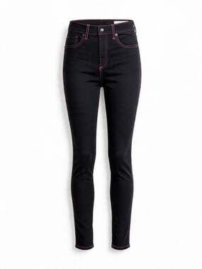 Rag & Bone Women’s 26 High Rise Skinny Jeans Black Hot Pink Stitch Made in USA